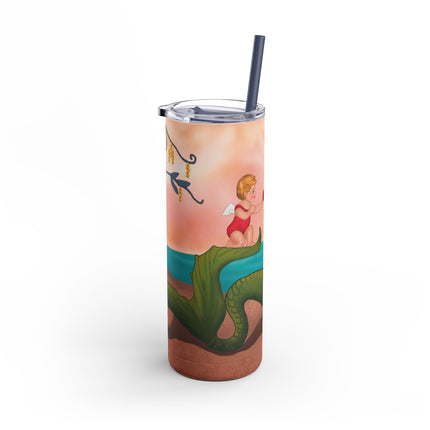 Mermaid with Parasol and Cupid by George Barbier Skinny Matte Tumbler, 20oz