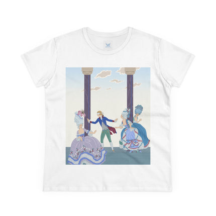 🎭🌸 The Garden Masquerade Cotton Tee – Art Deco Fashion Illustration