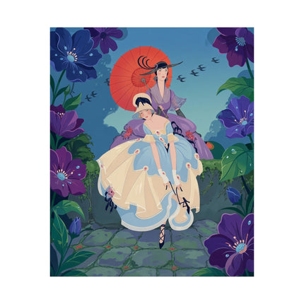 🌂💜 The Ladies Of The Violet Garden Matte Vertical Poster – Art Deco Floral Elegance