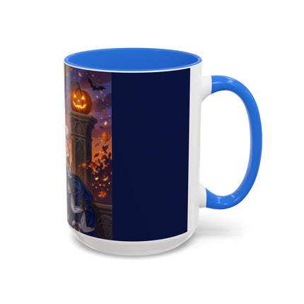 🎃💙 The Pumpkin Lantern Courtship Colorful Mug – Romantic Halloween Elegance