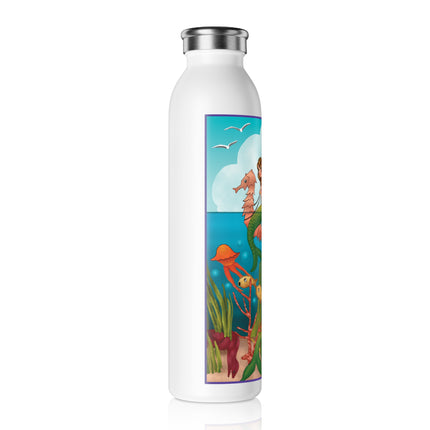 Three Mermaids with Strings of Pearls by Carlo Chiostri Slim Water Bottle