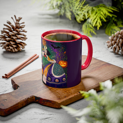 🎭🎃 The Masquerade Beneath The Pumpkin Lantern Colorful Mug – Theatrical Halloween Charm