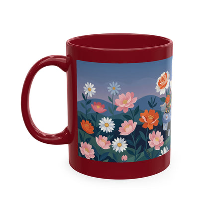 🌸🎭 The Lady Of The Floral Masquerade Garden Ceramic Mug – Art Deco Fashion Whimsy