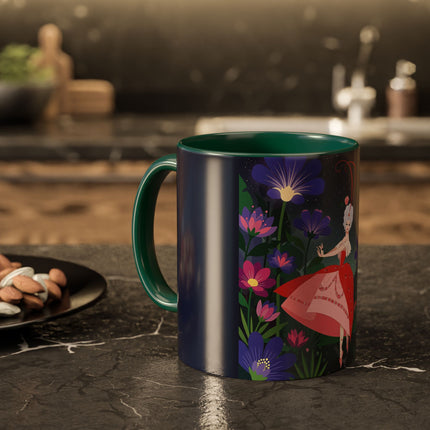 Moonlight Waltz Among The Blossoms Colorful Mugs – Art Deco Floral Enchantment