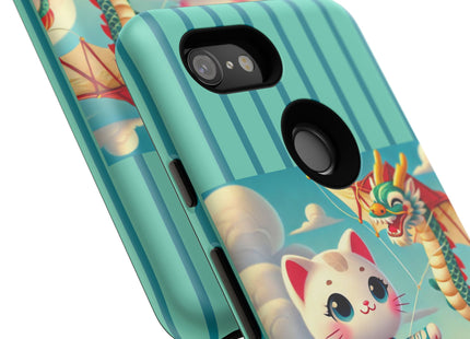 Geisha Kitten and the Dragon Kite Phone Cases