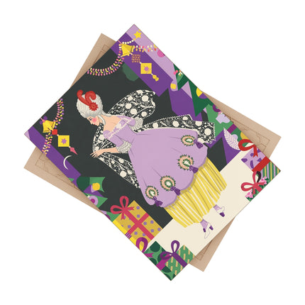 🎭🎄 The Lavender Christmas Masquerade Ceramic Tile – Art Deco Holiday Elegance
