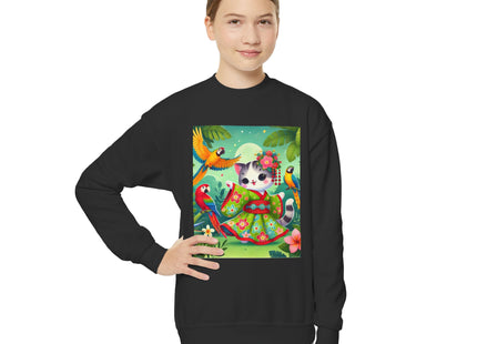 Parrot Dance of the Geisha Kitten Youth Crewneck Sweatshirt