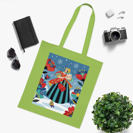 ❤️❄️ The Winter Heart Messenger Cotton Tote Bag – Art Deco Winter Enchantment