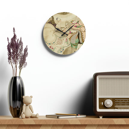 Sur talons rouges (On Red Heels) pl 01 by Gerda Wegener Acrylic Wall Clock, Round and Square