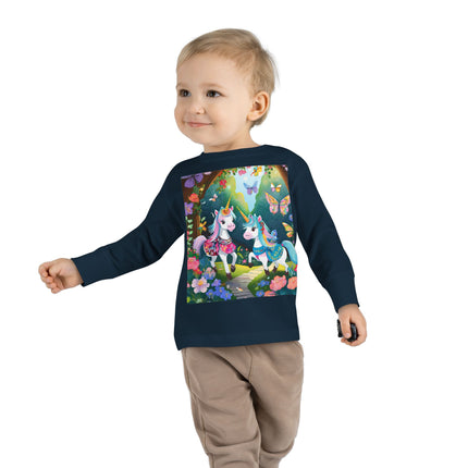 Baby Unicorns and Fluttering Butterflies Toddler Long Sleeve Tee