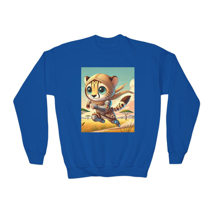 Swift Cheetah Youth Crewneck Sweatshirt – Speed, Energy & Adventure