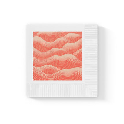 Hues of Orange and Beige Wave Pattern White Coined Napkins