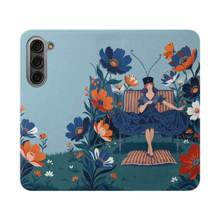 🌺🎩 The Lady Of The Grand Flower Garden Flip Case – Art Deco Floral Fantasy