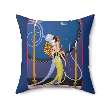 Smoke and Secrets: A Glamorous Encounter in Prohibition Era Spun Polyester Square Pillow