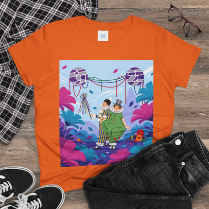 🎭🌸 The Garden Masquerade Cotton Tee – Art Deco Floral Whimsy