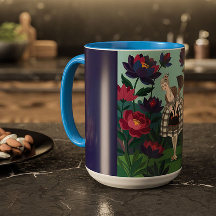 The Lady Of The Lotus Garden Colorful Mugs – Art Deco Botanical Elegance
