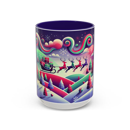 Festive Reindeer Flight Colorful Mugs (11oz, 15oz)