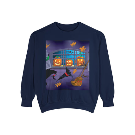 Whimsical Halloween Mischief Unisex Garment-Dyed Sweatshirt