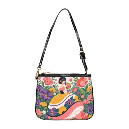 🌸💜 The Girl With The Flower Bouquet Small Shoulder Bag – Art Deco Floral Whimsy