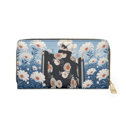 🌼🖤 The Midnight Daisy Garden Wallet – Art Deco Floral Elegance