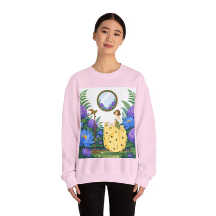 🦜🪷 The Parrot Garden Reflection Crewneck Sweatshirt – Art Deco Fashion Whimsy