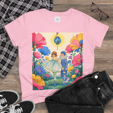 🌸🏮 The Lantern Garden Stroll Cotton Tee – Art Deco Floral Whimsy