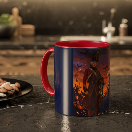 🎃💙 The Pumpkin Lantern Courtship Colorful Mug – Romantic Halloween Elegance