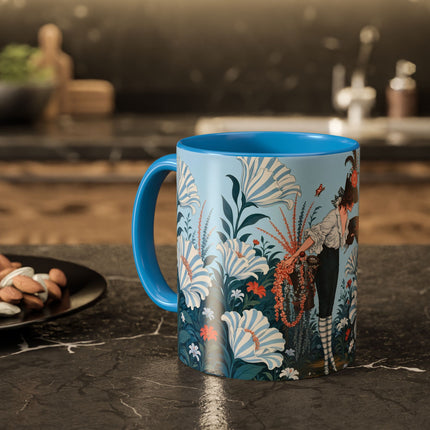 🎨💙 The Enchanted Garden Artist Colorful Mug – Art Deco Floral Whimsy