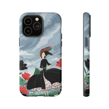 🌧️🌺 The Stormy Flower Walk Phone Case – Art Deco Floral Fashion