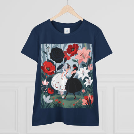 🌹🖤 The Midnight Rose Garden Cotton Tee – Art Deco Floral Fashion