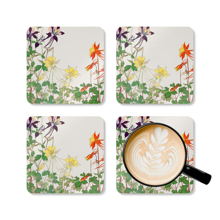 Aquilegia Flowers by Tanigami Kônan Corkwood Coaster Set