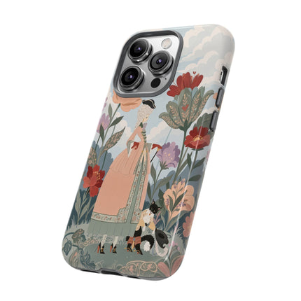🌹🐈 The Lady And Puss In Boots Phone Case – Art Deco Floral Whimsy