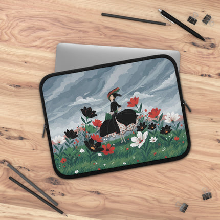 🌧️🌺 The Lady Of The Storm Garden Laptop Sleeve – Art Deco Floral Drama
