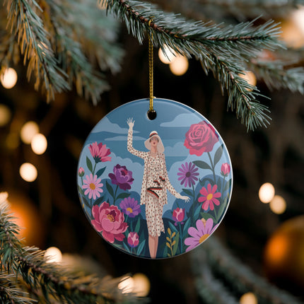 🌺👒 The Grand Flower Promenade Ceramic Ornament – Art Deco Fashion Illustration