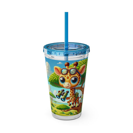 Giraffe Lookout Sunsplash Tumbler with Straw, 16oz