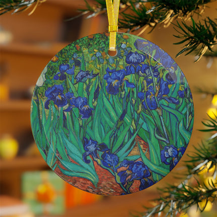 Irises by Vincent Van Gogh Glass Ornament