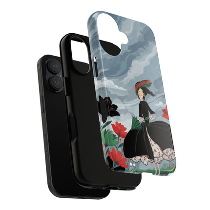 🌧️🌺 The Stormy Flower Walk Phone Case – Art Deco Floral Fashion