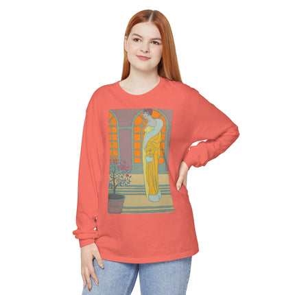 Sur Les Marches Du Jardin by Georges LePape Garment-dyed Long Sleeve T-Shirt