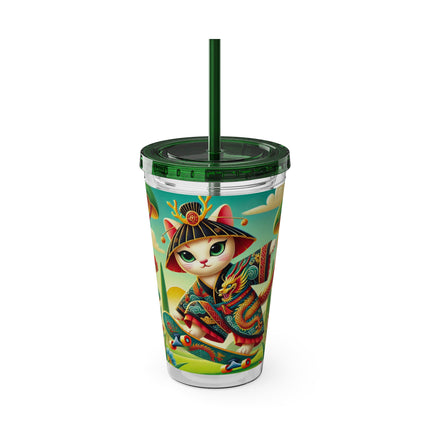 Dragon Dance on Wheels Sunsplash Tumbler with Straw, 16oz