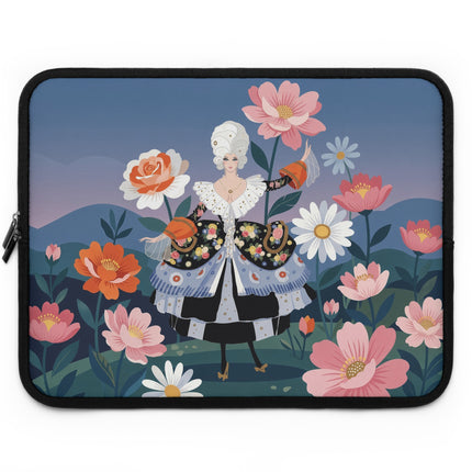 🌺🎭 The Lady Of The Grand Floral Masquerade Laptop Sleeve – Art Deco Garden Elegance