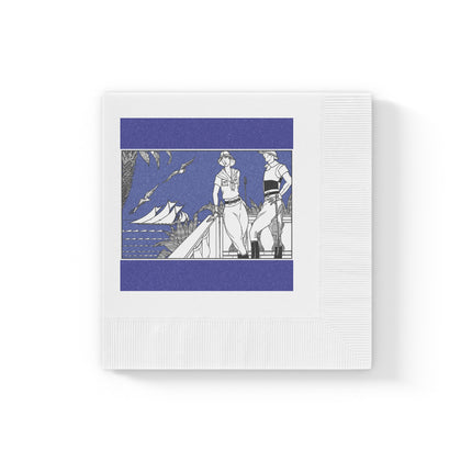 Coastal Elegance White Coined Napkins
