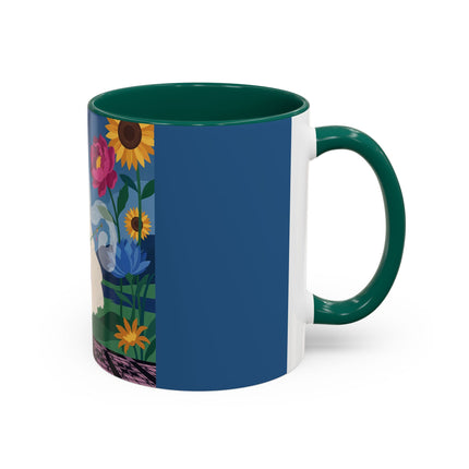 The Lady Of The Golden Parasol Colorful Mugs – Art Deco Botanical Elegance