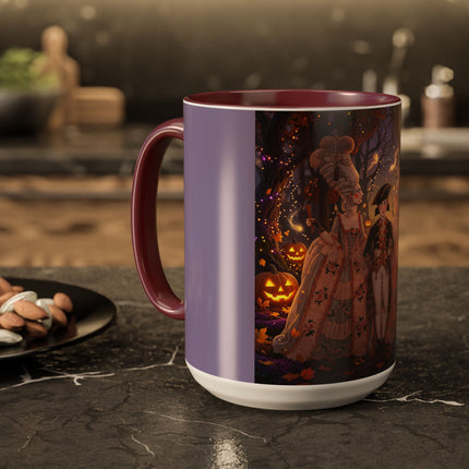 🎃🌙 The Midnight Court Of Pumpkin Grove Colorful Mug – Elegant Halloween Masquerade