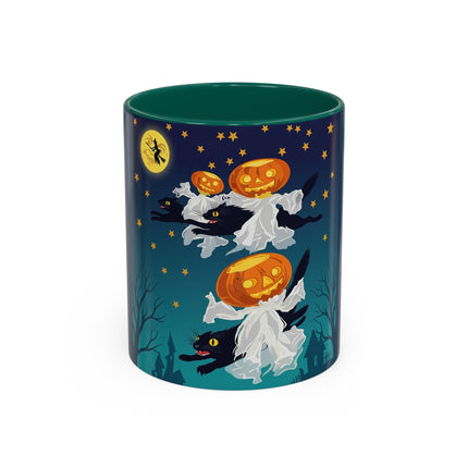 🐈‍⬛🎃 The Flying Black Cats Of Halloween Colorful Mug – Whimsical Storybook Charm