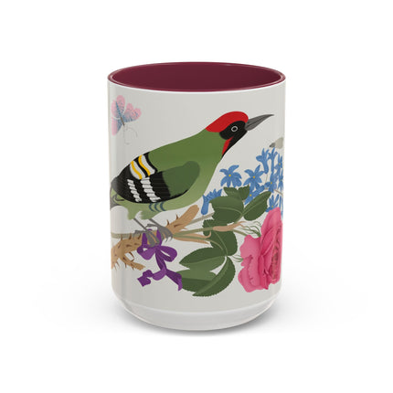 Woodpecker & Rose Colorful Mugs – Vibrant Spring & Bold Beauty