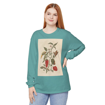 Botanical Pl.15 by Maria Sibylla Merian Garment-dyed Long Sleeve T-Shirt