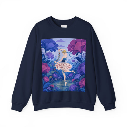 🌸🩰 The Enchanted Garden Ballet Crewneck Sweatshirt – Art Deco Floral Whimsy