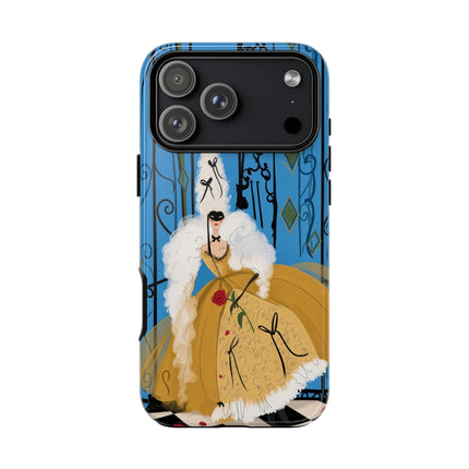 🎭🌹 The Lady At The Masquerade Gates Phone Case – Art Deco Fashion Illustration
