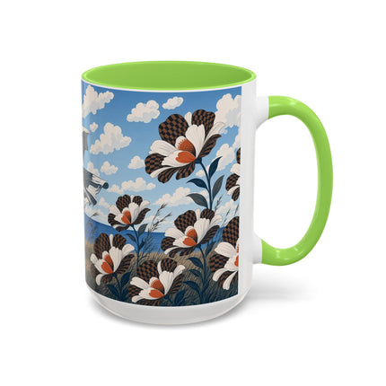 🌊🌼 The Windswept Seaside Promenade Colorful Mug – Art Deco Coastal Elegance