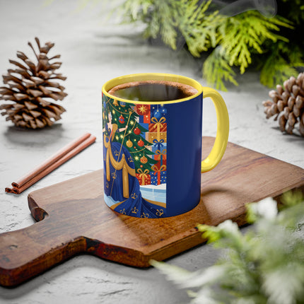 👑🎄 The Christmas Queen Of Golden Bells Colorful Mug – Art Deco Holiday Elegance